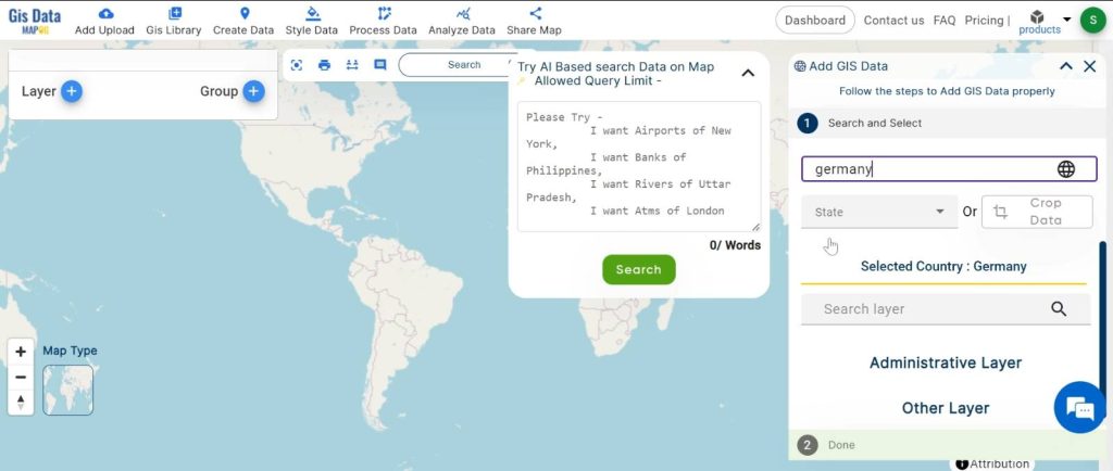How to create a New GIS Datasets from another datasets: Search the country