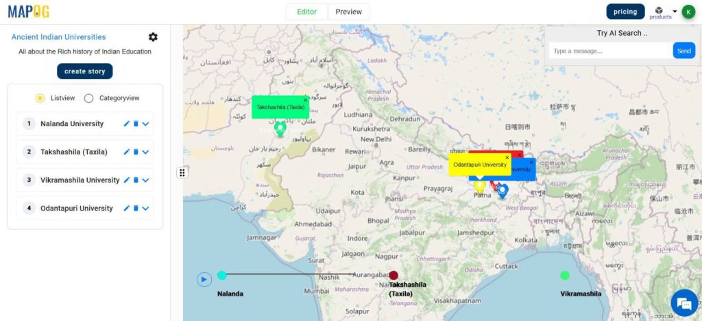 Story Maps - Ancient Indian Universities