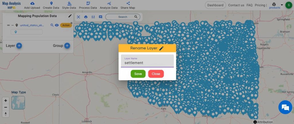 Mapping Population Data: Analyzing through bubble styling : rename the layer
