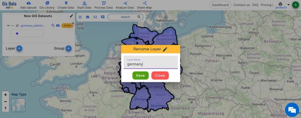 How to create a New GIS Datasets from another datasets: rename the layer