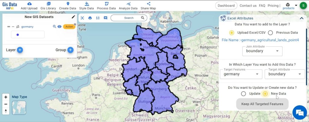 How to create a New GIS Datasets from another datasets: set the features