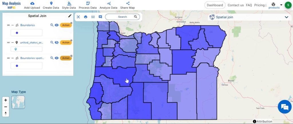 Spatial Join with intersect clause - merge different datasets: Final Result