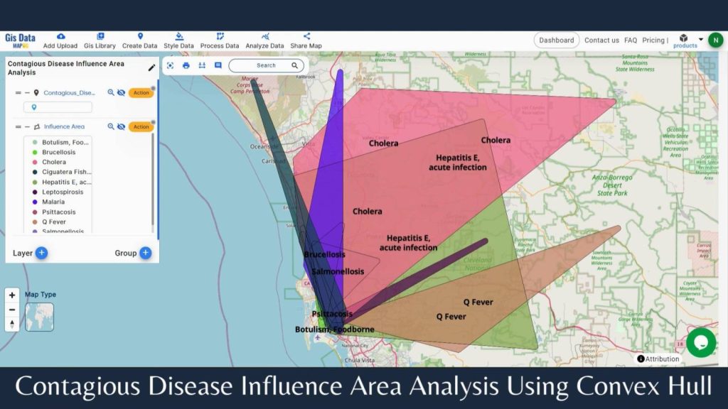 Contagious Disease Influence Area Analysis Using Convex Hull