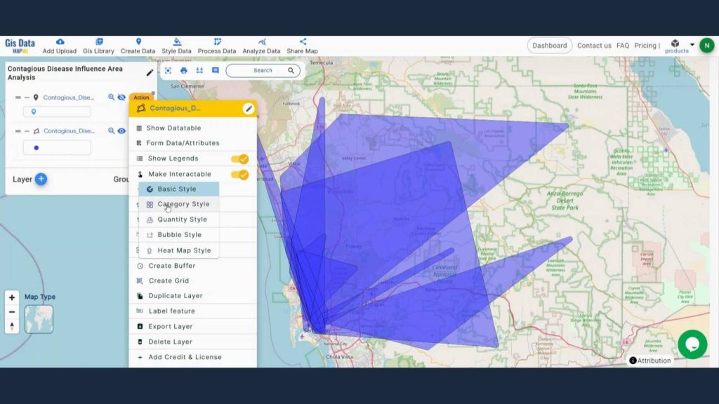 Contagious Disease Influence Area Analysis Using Convex Hull