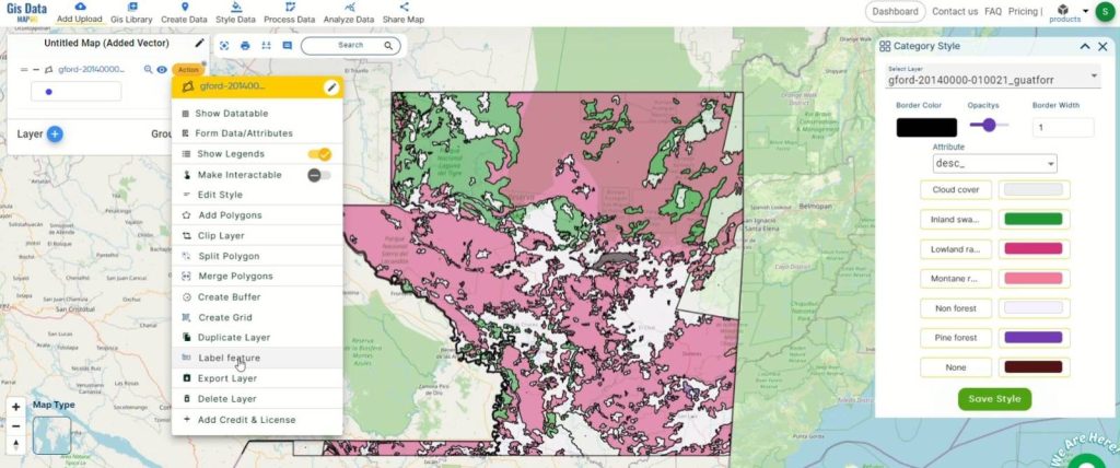 Mapping Forest Types Using Category Style