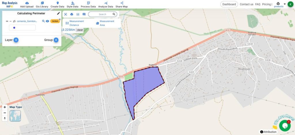 Perimeter Calculation using Measurement Tool - MAPOG