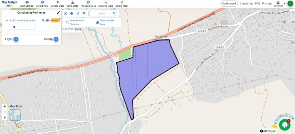 Perimeter Calculation using Measurement Tool - MAPOG