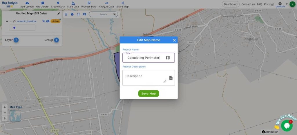 Perimeter Calculation using Measurement Tool - MAPOG