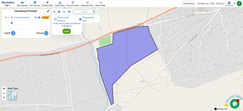 Perimeter Calculation using Measurement Tool - MAPOG