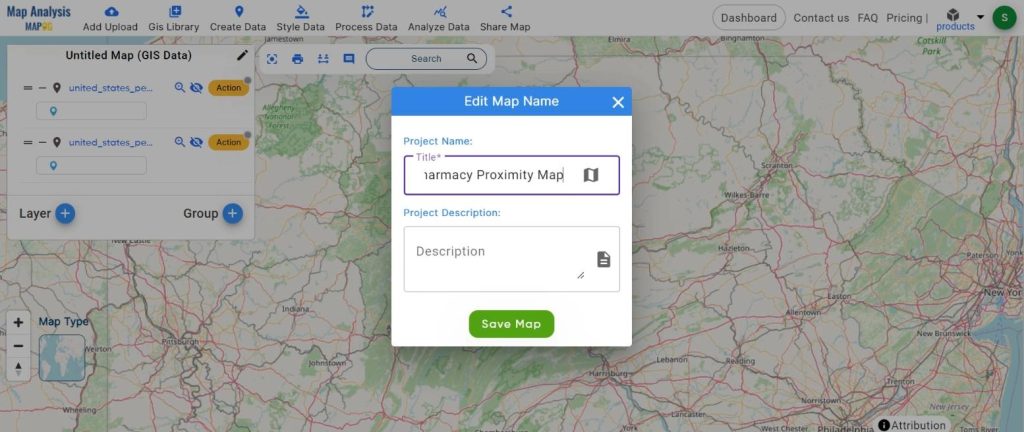 Mapping Hospital-Pharmacy Proximity: A GIS Analysis: name the untitled map