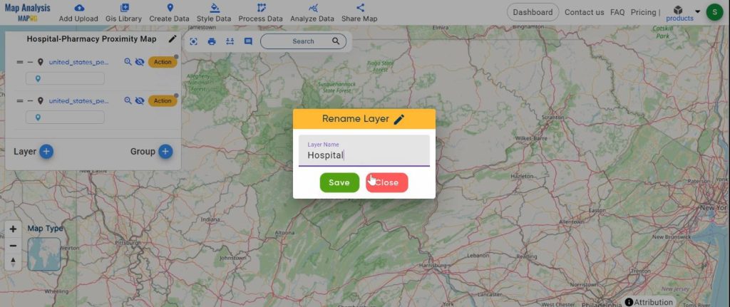 Mapping Hospital-Pharmacy Proximity: A GIS Analysis: rename the layer