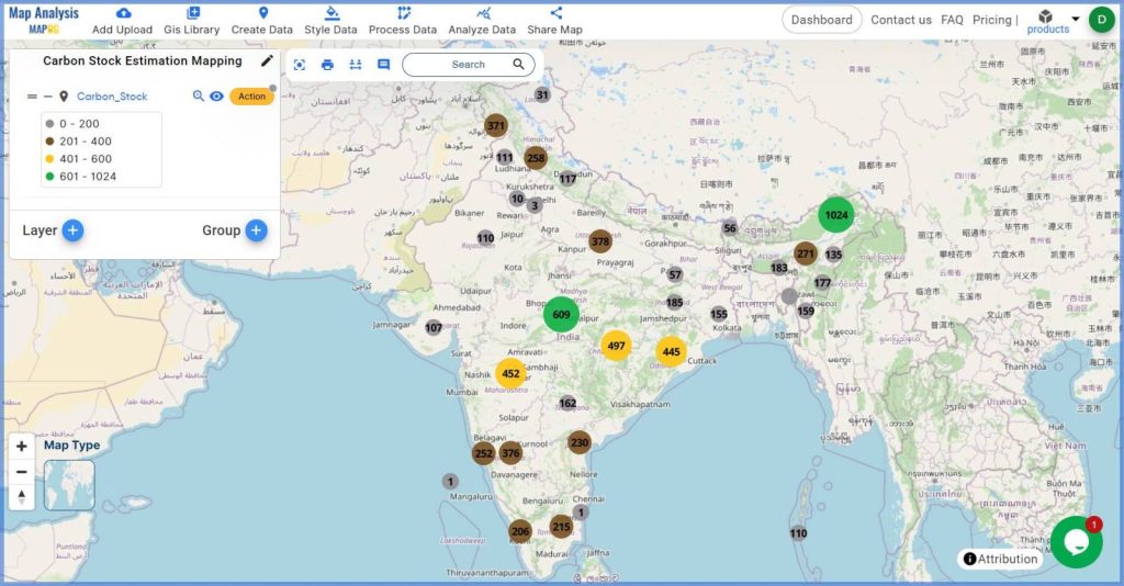 Carbon Stock Estimation Mapping