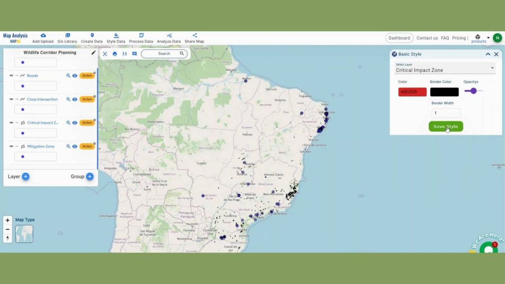 Wildlife Corridor Planning using Cross Intersection in MAPOG