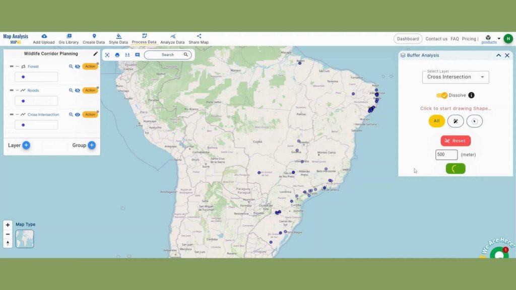 Wildlife Corridor Planning using Cross Intersection in MAPOG