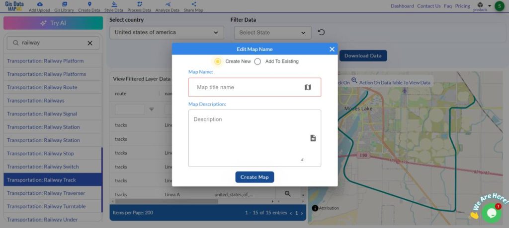 Download Railway data in Shapefile, KML , GeojSON +15 GIS format