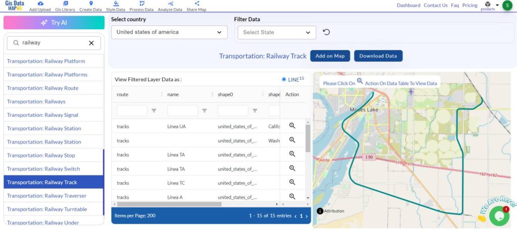 Download Railway data in Shapefile, KML , GeojSON +15 GIS format