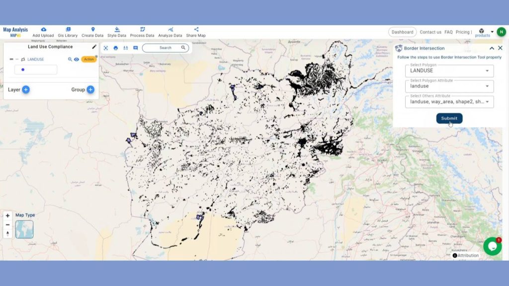 Land Use Compliance using Border Intersection