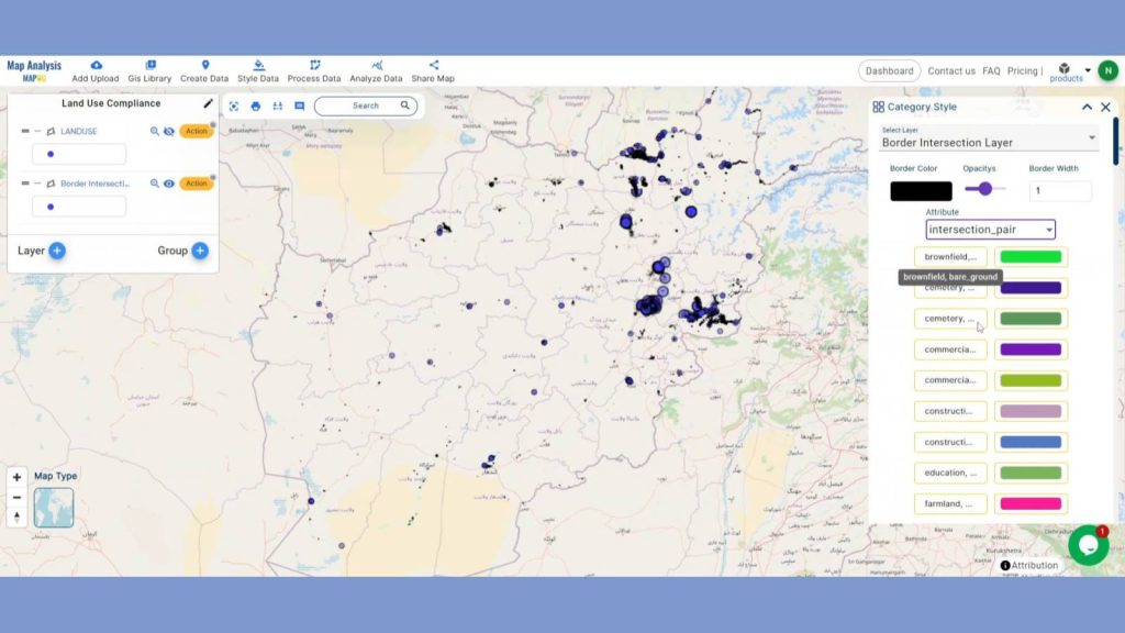 Land Use Compliance using Border Intersection