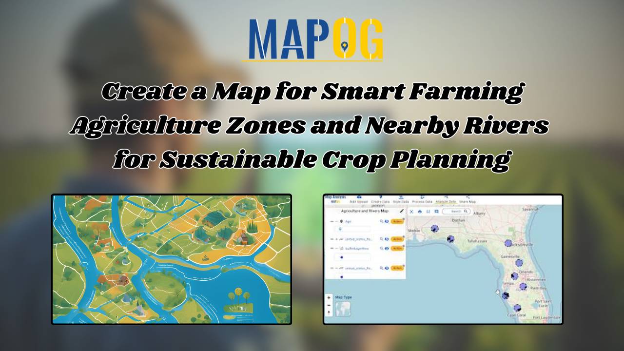 Create a Map for Smart Farming: Agriculture Zones and Nearby Rivers for Sustainable Crop Planning